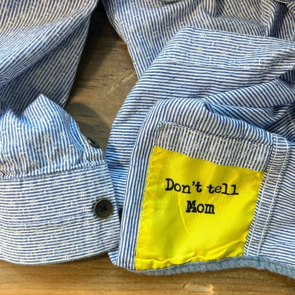 Descendant of Thieves LG Men's Blue White Stripes Long Sleeve Button Up Shirt - Picture 5 of 6